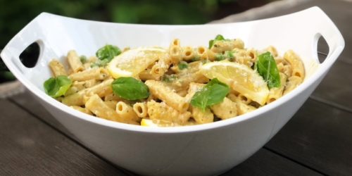 Creamy Lemon Pepper Chicken Pasta w/ Basil